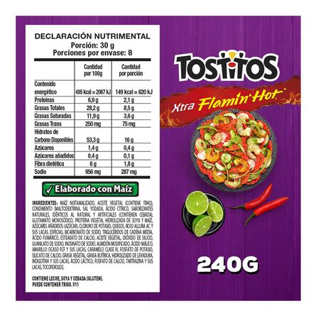 Nachos Sabritas Tostitos Xtra Flamin Hot 8.5oz