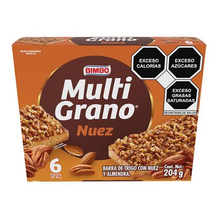 Bimbo Multi Grano Walnut Cereal Bars 6 Pieces 7.2oz