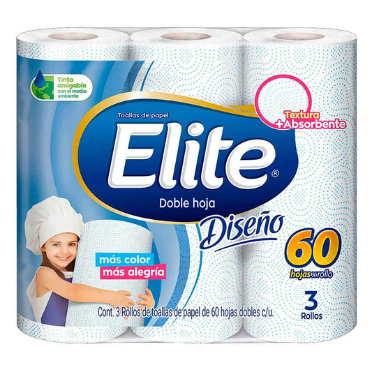 Elite Kitchen Towel 60 Sheets Design 3 Rolls